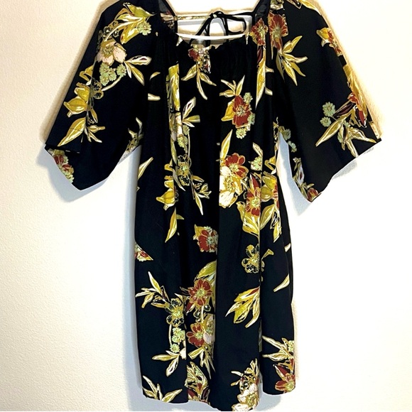 Free People Dresses & Skirts - Free People Jodie Printed Black Floral Tunic Dress, 100% Cotton, Size S